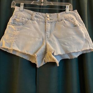 Light Wash Distressed Denim Shorts